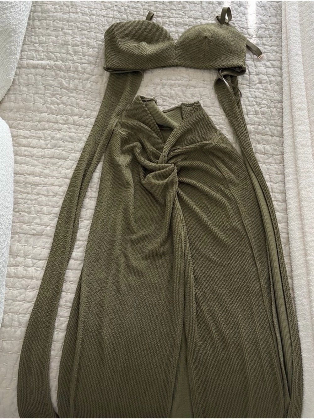 JLUXLABEL Olive Green Knit Two-Piece Set